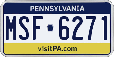 PA license plate MSF6271