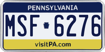 PA license plate MSF6276