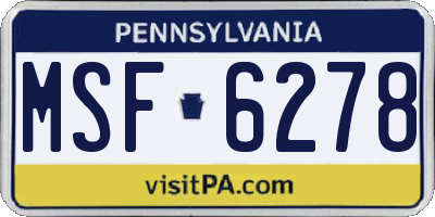 PA license plate MSF6278