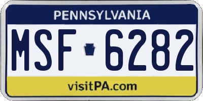 PA license plate MSF6282