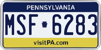 PA license plate MSF6283