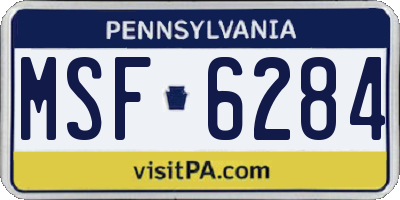 PA license plate MSF6284