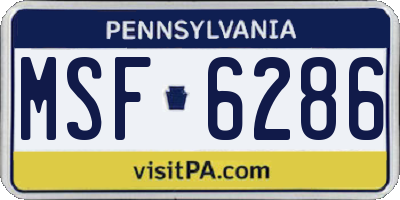 PA license plate MSF6286