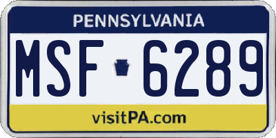 PA license plate MSF6289