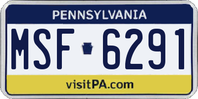 PA license plate MSF6291