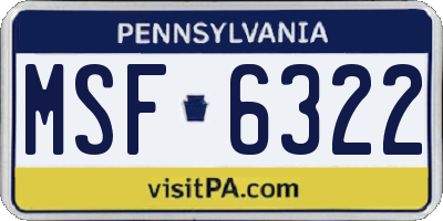 PA license plate MSF6322