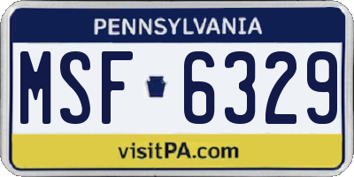 PA license plate MSF6329