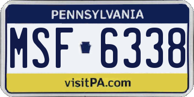 PA license plate MSF6338