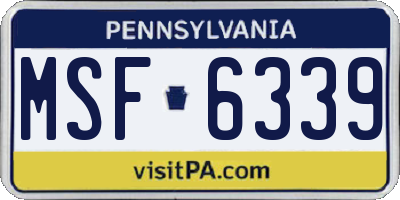PA license plate MSF6339