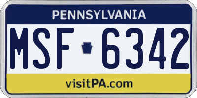 PA license plate MSF6342