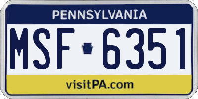 PA license plate MSF6351