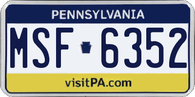 PA license plate MSF6352
