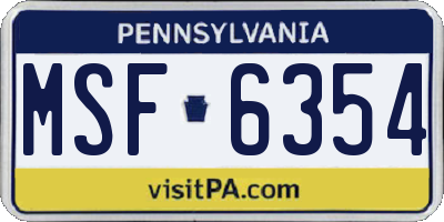 PA license plate MSF6354