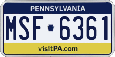 PA license plate MSF6361