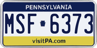 PA license plate MSF6373