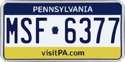 PA license plate MSF6377