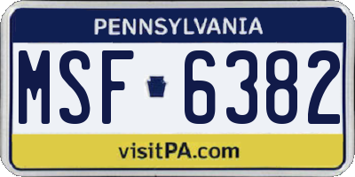 PA license plate MSF6382