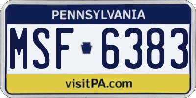 PA license plate MSF6383