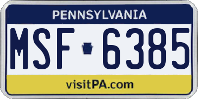 PA license plate MSF6385