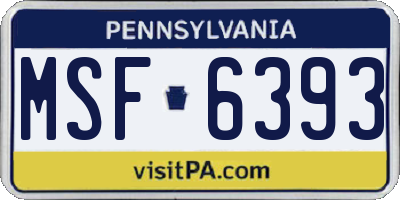 PA license plate MSF6393