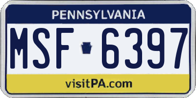PA license plate MSF6397