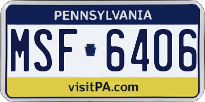 PA license plate MSF6406