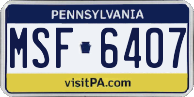 PA license plate MSF6407