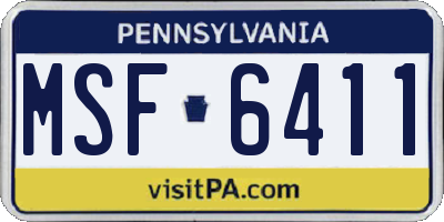 PA license plate MSF6411