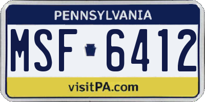 PA license plate MSF6412