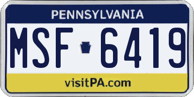 PA license plate MSF6419