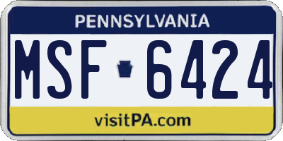 PA license plate MSF6424