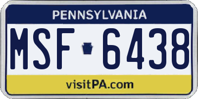 PA license plate MSF6438