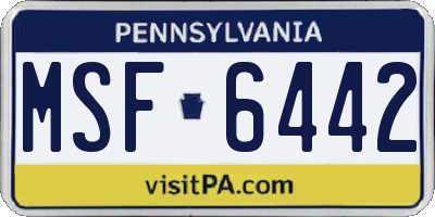 PA license plate MSF6442