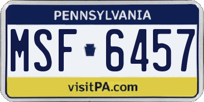 PA license plate MSF6457