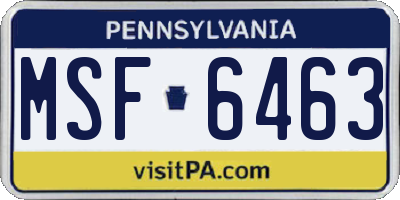 PA license plate MSF6463