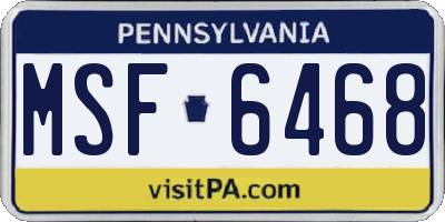 PA license plate MSF6468