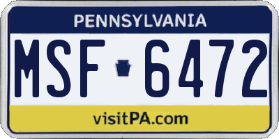 PA license plate MSF6472