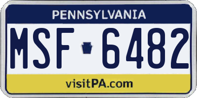 PA license plate MSF6482