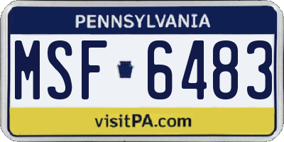 PA license plate MSF6483