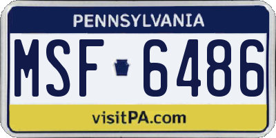 PA license plate MSF6486