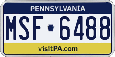 PA license plate MSF6488