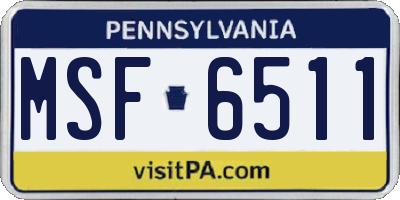 PA license plate MSF6511