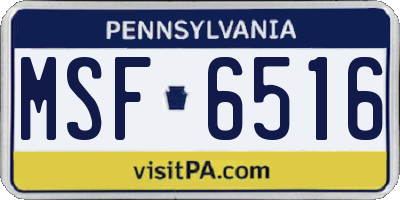 PA license plate MSF6516