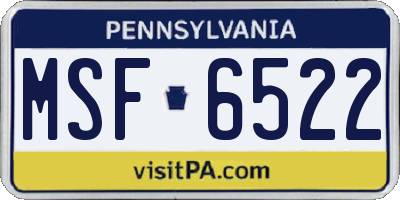 PA license plate MSF6522