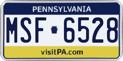 PA license plate MSF6528