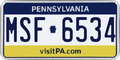 PA license plate MSF6534