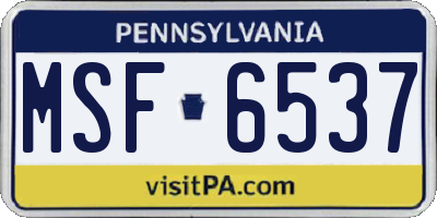 PA license plate MSF6537