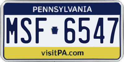 PA license plate MSF6547