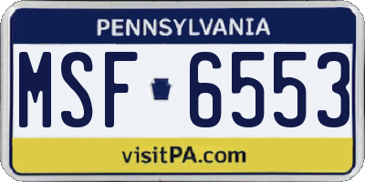 PA license plate MSF6553