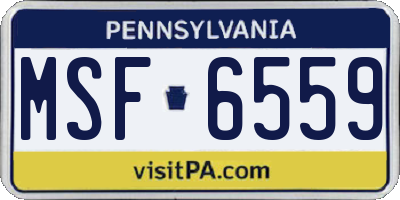 PA license plate MSF6559